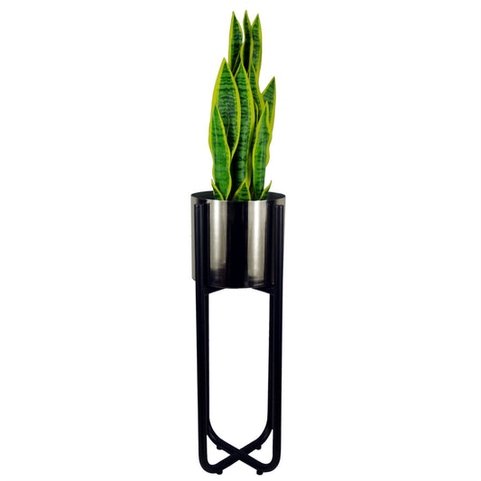 Metal Planter Stand Black Iridescent Rainbow Pot 62cm x 18cm